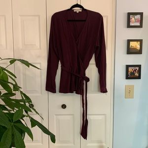 Loft Cranberry Wrap Top
